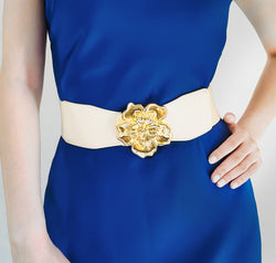 Flower Alloy Buckle Elastic Belt