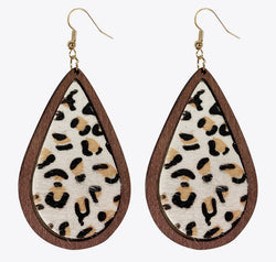 Teardrop Shape Wooden Dangle Earrings