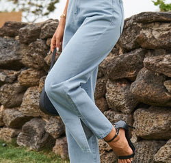 High Waist Loose Fit Ankle Slit Jeans