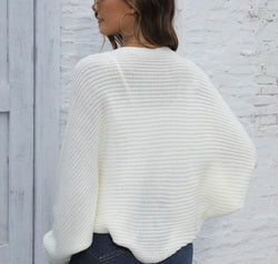 Bat Sleeve Open Front Short Cardigan