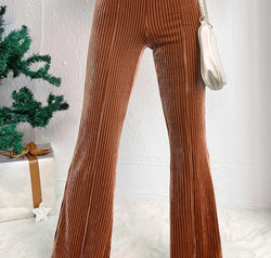 Ribbed High Waist Bootcut Pants