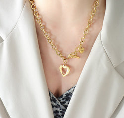 Titanium Steel Heart Pendant Necklace