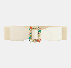 Multicolored Leaf Buckle Elastic Belt