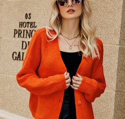 Dropped Shoulder Button Up Cardigan