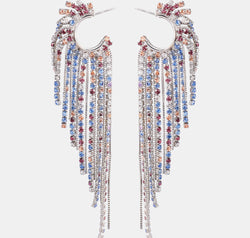 Fringed Rhinestone Zinc Alloy Dangle Earrings