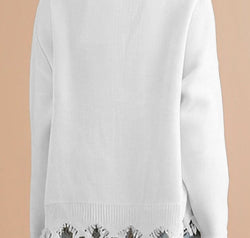 Tiger Sequin Raw Hem Dropped Shoulder Sweater