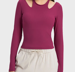 Halter Neck Long Sleeve Sporty Top
