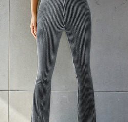 Ribbed High Waist Flare Pants