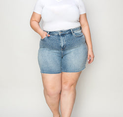 Judy Blue Full Size High Waist Rhinestone Decor Denim Shorts