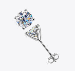 925 Sterling Silver 1 Carat Moissanite 4-Prong Stud Earrings