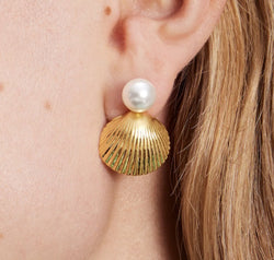 18K Gold-Plated Stainless Steel Shell Shape Earrings