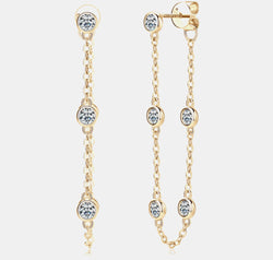 1 Carat Moissanite 925 Sterling Silver Chain Earrings