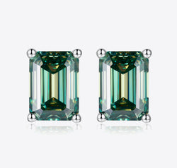 2 Carat Moissanite Stud Earrings in Green