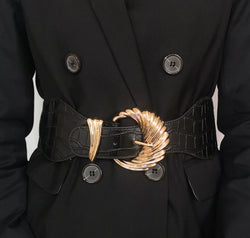 Shell Alloy Buckle Elastic Belt