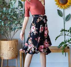 Reborn J Floral Wrap Ruffle Hem Skirt