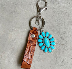 Turquoise Genuine Leather Key Chain