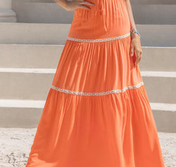 High Waist Maxi Tiered Skirt