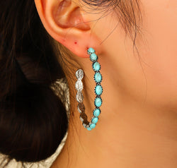 Artificial Turquoise C-Hoop Earrings