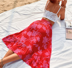 Printed Elastic Waist Skirt