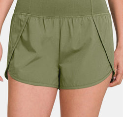 Zenana High-Waisted Zippered Back Pocket Active Shorts