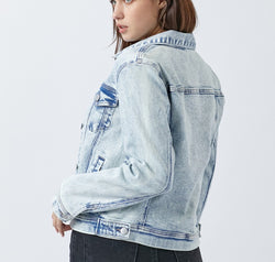 RISEN Button Up Washed Denim Jacket