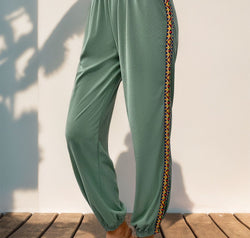 Weave Band Patchwork Elastic Waist Joggers