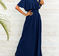 Off-Shoulder Slit Maxi Dress