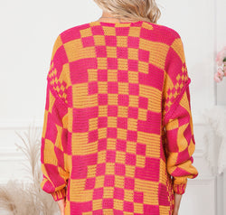 Contrast Exposed Seam Open Front Cardigan