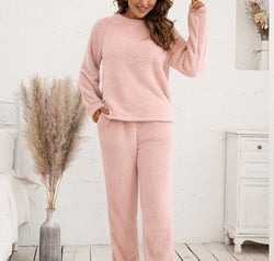 Ivy Lane Teddy Long Sleeve Top and Pants Lounge Set