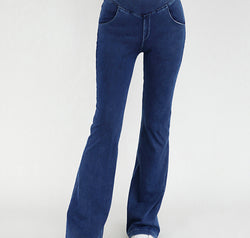 Wide Waistband Bootcut Jeans with Pockets