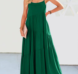 Full Size Ruched Tiered Spaghetti Strap Dress