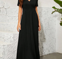 Surplice Short Sleeve Maxi Dress