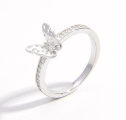 925 Sterling Silver Inlaid Zircon Butterfly Ring