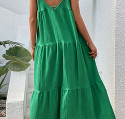 Tie-Shoulder Tiered Maxi Dress