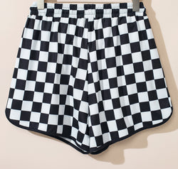 Drawstring Checkered Shorts with Pockets