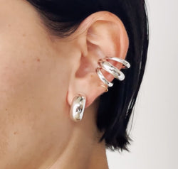 Stainless Steel Layered Cuff Earrings