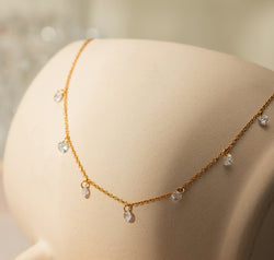 Stainless Steel Rhinestone Pendant Necklace