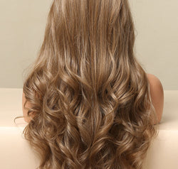 13*2" Lace Front Wigs Synthetic Long Wave 26" 150% Density in Golden Brown