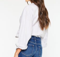 Kancan High Rise Frayed Hem Denim Shorts