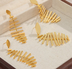 Titanium Steel Fishbone Shape Earrings