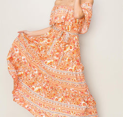 HYFVE Floral Off-Shoulder Tie Front Maxi Dress