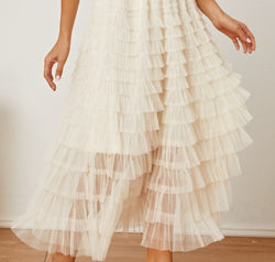 Ruched High Waist Tiered Skirt