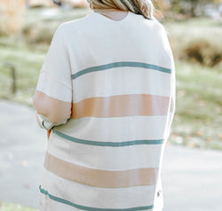 Plus Size Striped Open Front Cardigan