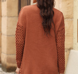 Open Front Dropped Shoulder Cardigan with Pockets