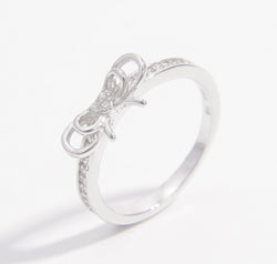 925 Sterling Silver Inlaid Zircon Bow Ring