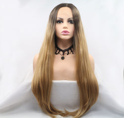 13*3" Lace Front Wigs Synthetic Long Straight 24" 130% Density
