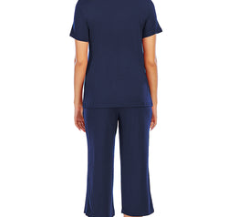 V-Neck Short Sleeve Top and Pants Lounge Set