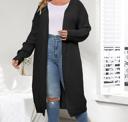 Plus Size Open Front Long Sleeve Cardigan
