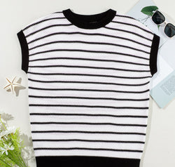 Striped Round Neck Knit Top