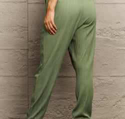 Tie Waist Long Pants with Pocket